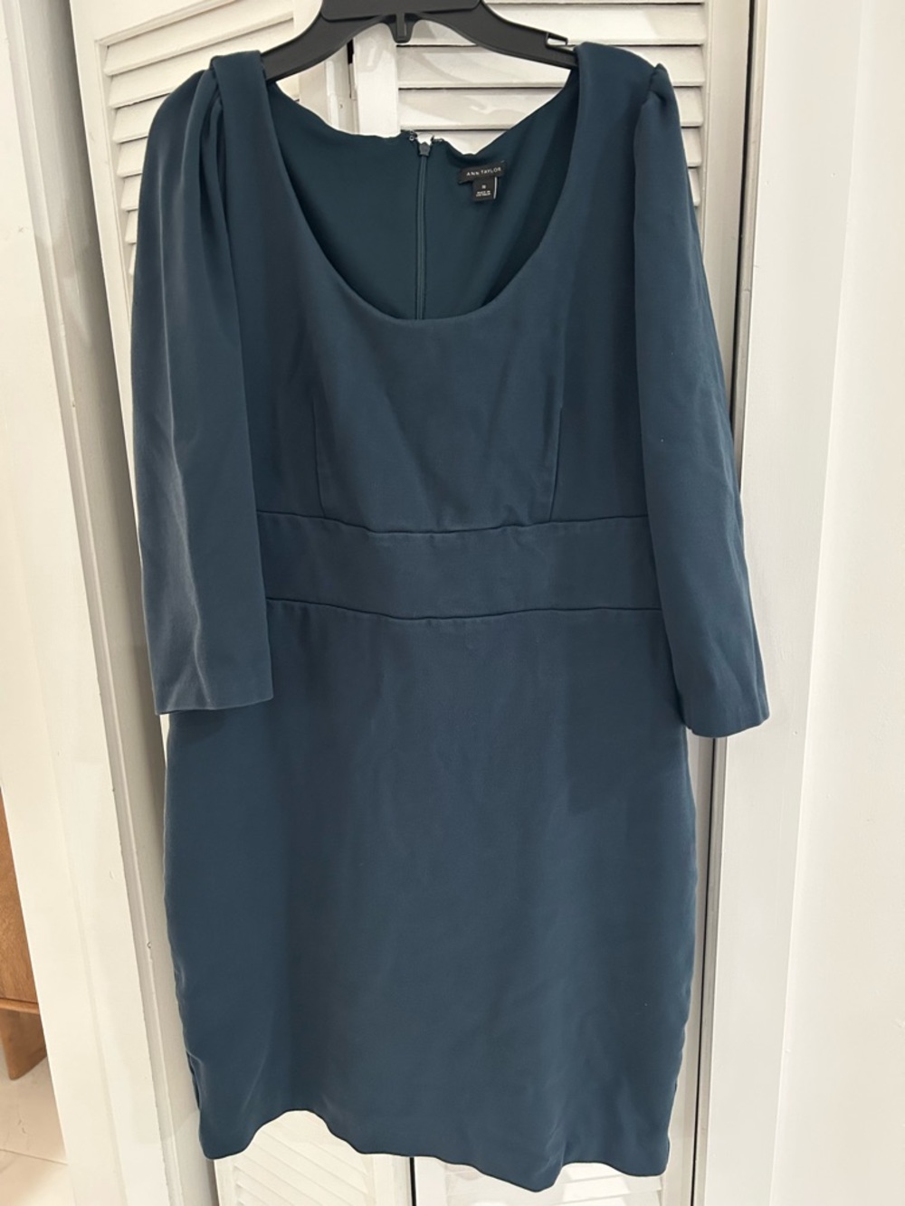 Ann Taylor Deep Teal Scoop-Neck Midi Sheath Dress - Picture 3 of 5